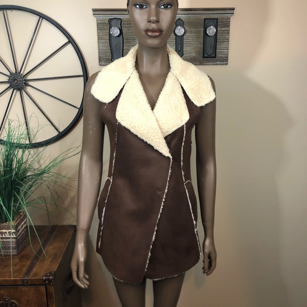 THE TILBURY Faux Suede Faux Shearling Vest